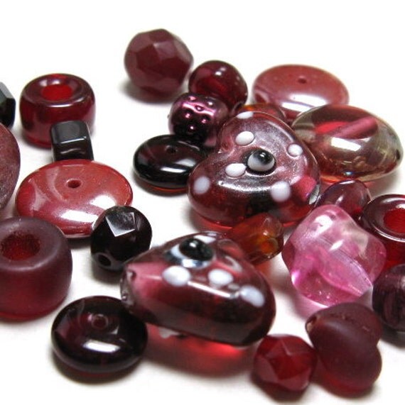 Burgundy glass beads