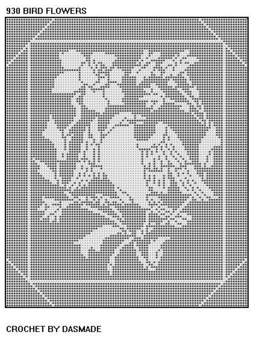 Items similar to NEW Bird with Flowers Filet Crochet Doily Mat Afghan ...