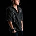 MASQ CUSTOM Menswear -- Black gothic shirt with PVC fabric details and D rings