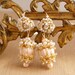 Reserved for Pascale- Final Payment on Peach Silk and Gold Lace Drop Earrings
