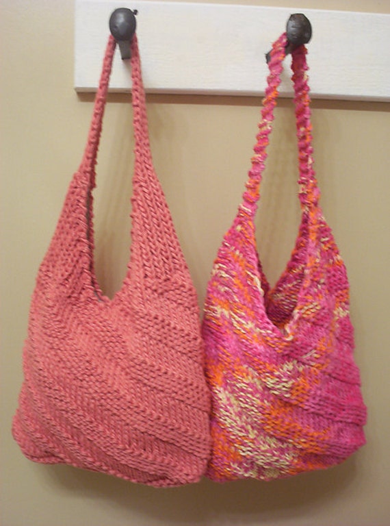Hippie Cotton Shoulder Bag Knitting Pattern by hotflashknitting