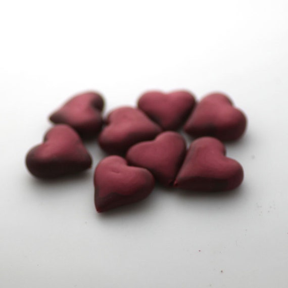 Heart Beads, Polymer Clay Beads, Crimson Hearts 670