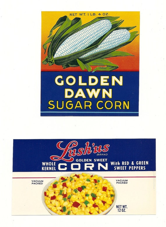 6 Old Vintage CORN LABELS
