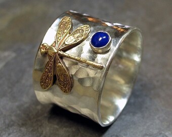 Sterling Silver Dragonfly Ring with choice of Stone - Dragonfly Treasure