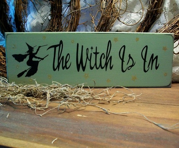 Items similar to The Witch Is In Painted Wood Sign Funny Halloween Wall ...