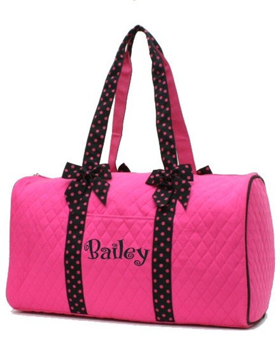 Boutique Personalized Duffle Bag Hot Pink and Black