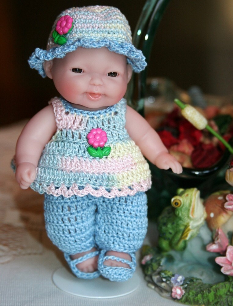 Crocheted outfit for Berenguer 5 inch baby doll Pants set
