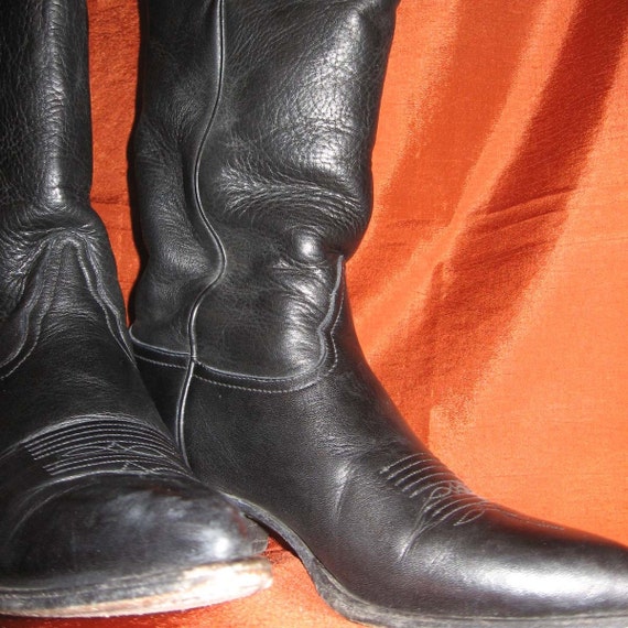 Women's Tony Lama Deerskin Cowboy Boots Black 7 by undoneclothing
