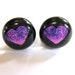 Dichroic Glass Earrings, Purple Dichroic Post Earrings, Heart, Purple - With Love - tt team 1337
