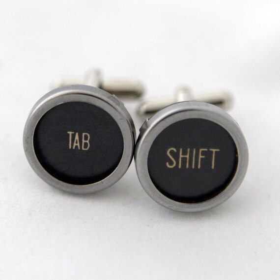 Vintage Typewriter Key Shift Tab Cufflinks by velvetmechanism
