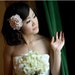 MADE TO ORDER - Claycraft by Deco - Pinkish Peach Peony Hair flower with Rhinestone Center and Feathers
