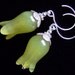 RESERVED for Linda ....Jade Earrings - Bell Flowers - Sterling Silver - Leafy Earrings - lemon green - handmade stone jewelry