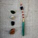Long Asymmetrical Green Onyx Drop Cut Pendant and Blue Lapis and Red Crystals 14k Gold Filled Chain Necklace