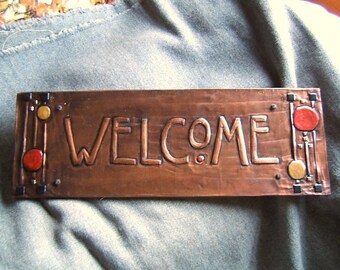 Craftsman style Copper Welcome
