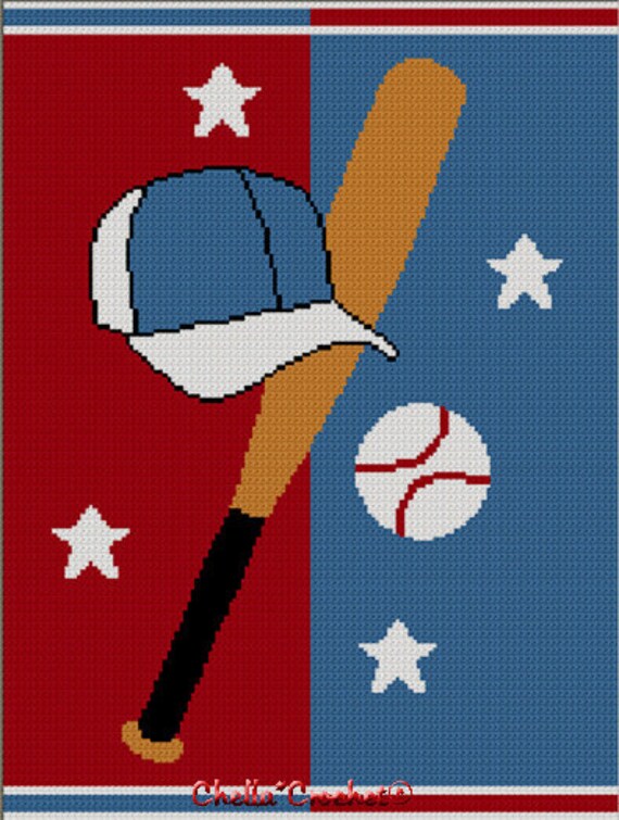 INSTANT DOWNLOAD Chella Crochet Baseball Cap Bat Ball Afghan