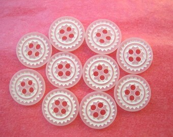 20 Buttons, white flowers, vintage, for button jewelry, 11.5mm