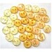 30 Buttons with inside glitters, vintage, yellow, white, cream, 13mm, proper for button jewelry