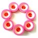 7 Vintage buttons, plastic buttons, 3 layers pattern, pink, white, orange, 13mm