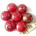 9 Vintage cabochon red glass made in Japan 12mm, 7mm hight