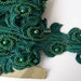 Vintage lace with beads, green leaves with beads, RARE