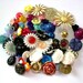 80 Buttons, flowers, SHANK BUTTONS, antique and vintage plastic buttons