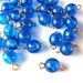 20 Vintage connector beads 2 self loops plastic translucent blue lucite, Japan