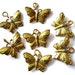 6 butterfly shape vintage metal findings can be beads and pendants