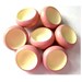 6 vintage buttons plastic lold pink with white cap shape 15mm, 5mm height