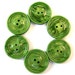 6 Buttons, green grass color plastic vintage buttons, 22mm