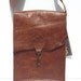 Raw edge leather messenger bag with vintage key - dark tan