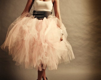 Womens Tulle Skirt Adult Tutu Pink Tulle Skirt Shabby Chic Pink Cocktail Length Skirt