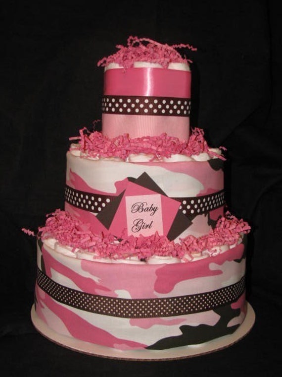 Girls Camo Diaper Cake