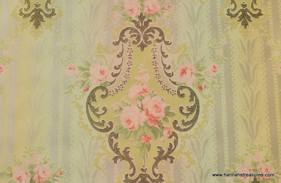 1900's Vintage Wallpaper Victorian Pink Roses