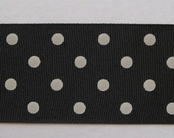 Black with white polkadots grosgrain ribbon - 10 yards of 2 1/4" wide IN 3 PIECES