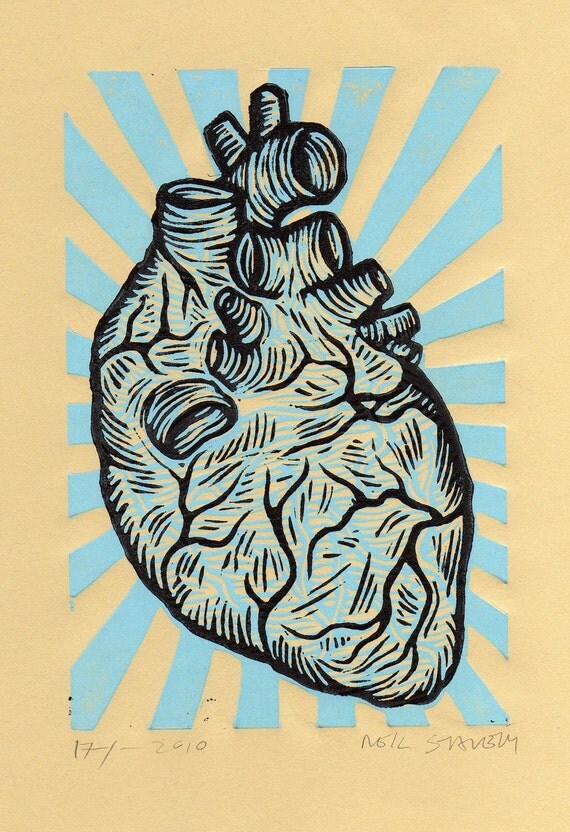 Heart Linocut Art Print