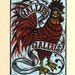 Rooster Hand Carved Linocut Art Print