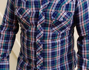 Vintage Plaid Cowboy Western Shirt