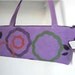 Handbag, purse, purple, canvas, handprinted, one of a kind, long skinny bag