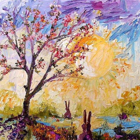 Spring Blossom Trees IMPRESSIONIST Original Oil Painting by
