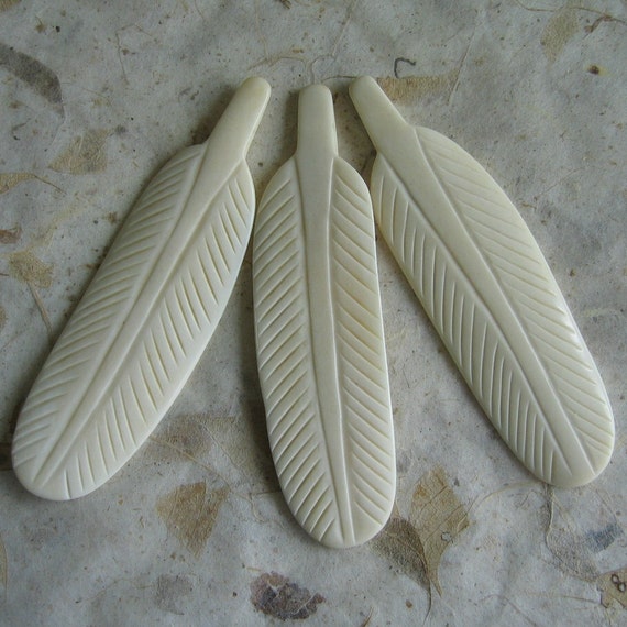 Carved Bone Feathers