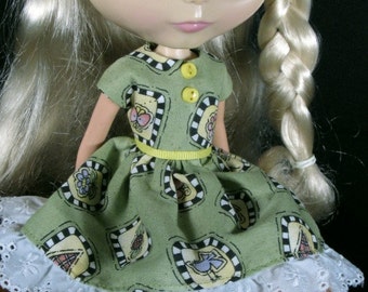 Green Print Dress for Blythe