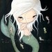 Mermaid Seahorse Painting---The White Mermaid Original Painting 9 x 12