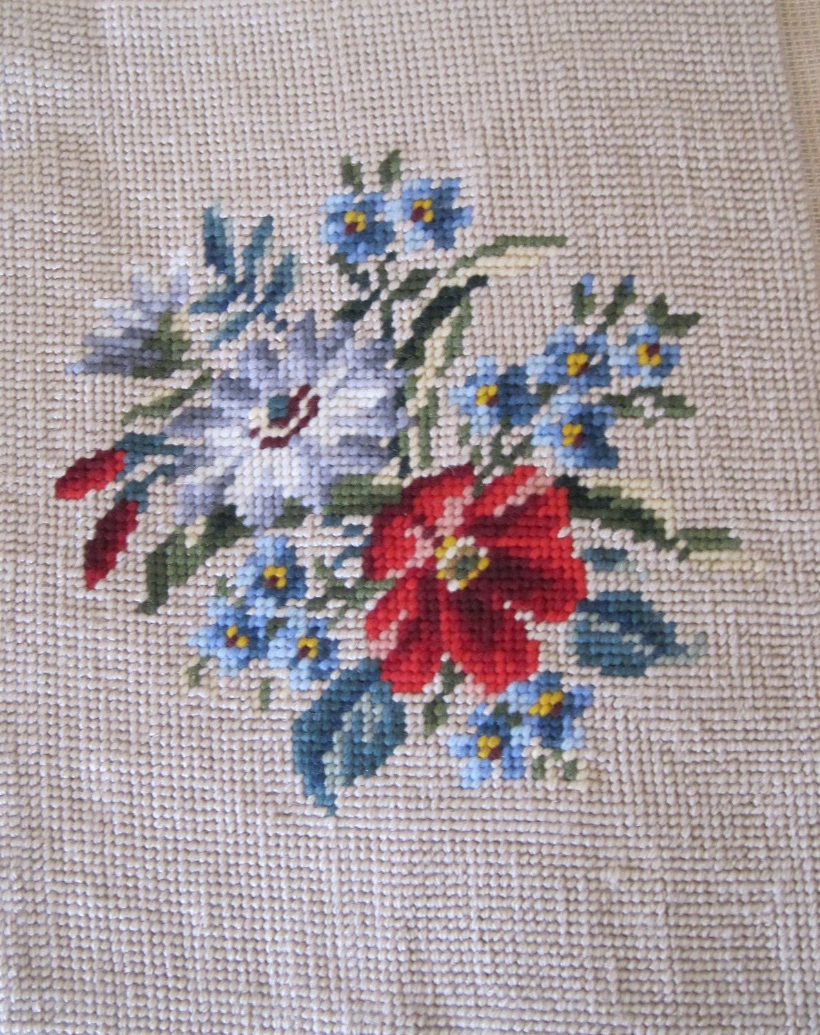 Vintage Needlepoint Flowers Floral Boquet French Pattern by