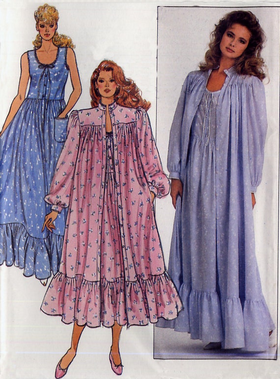 Womens Nightgown & Robe Pattern Butterick 4312 Two Lengths