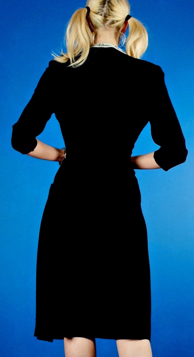 Hope Floats Vintage 40s Sandra Bullock Beaded Black Crepe