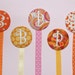 U Design Monogrammed pacifier holder / pacifier clip /// 5 options shown, pink and oranges
