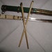 Rare Antique Chinese Trousse Bone Chopsticks Knife Wooden Case Mens
