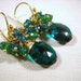 London Blue Topaz, Green Onyx , Teal Quartz, Vermeil, Gemstone Cluster Earrings