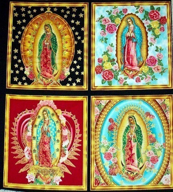OUR LADY OF GUADALUPE Four Picture Quilt Fabric by susiecraft