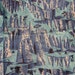 vintage 1950s blue cliffs pines print cotton fabric 36 in x 3.65 yd